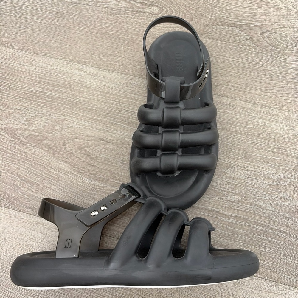 Melissa freesherman‎ fishermen Black Chunky jelly Rubber Slide Sandals